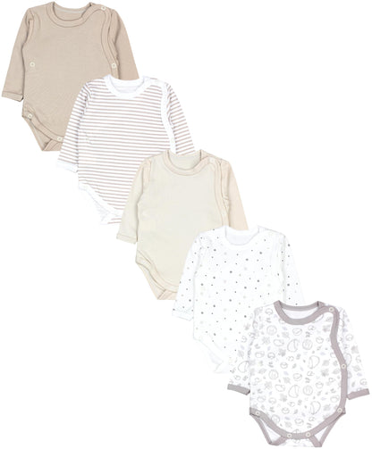 TupTam Baby Body Langarm – Wickelbody Langarm für Jungen & Mädchen, 5er Pack, 100% Baumwolle, OEKO-TEX