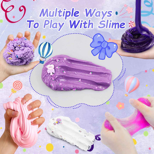 6 Stück Lila Farbverlauf Slime Sortiment (Schneereis, Butter, Crystal) für Kinder, Geschenk Geburtstag/Weihnachten/Halloween DlY Bastelset fur Madchen & Jungen