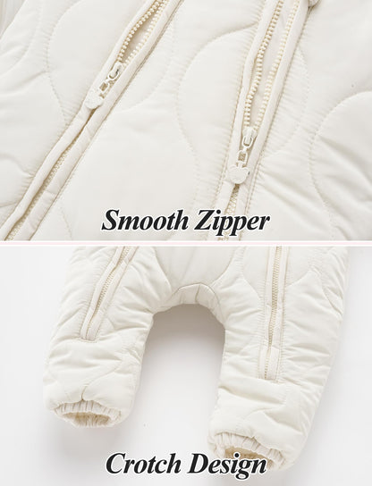 NEAWEALY Baby Winter Jumpsuit Girls Boys Romper Romper with Hood Snowsuits Newborn Sleep Romper Zip Romper with Shoes Playsuit