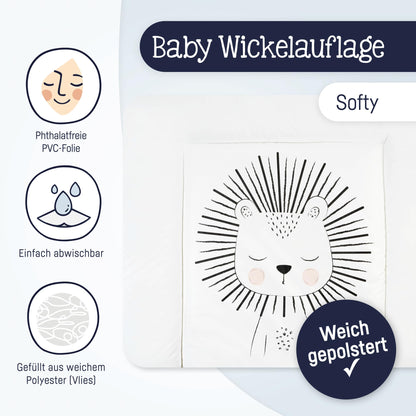 Julius Zöllner Wickelauflage Softy 85x75 cm - Wickelunterlage - wasserdicht und abwischbar - Made in Germany – Oeko-Tex Standard 100 – Schmusebär