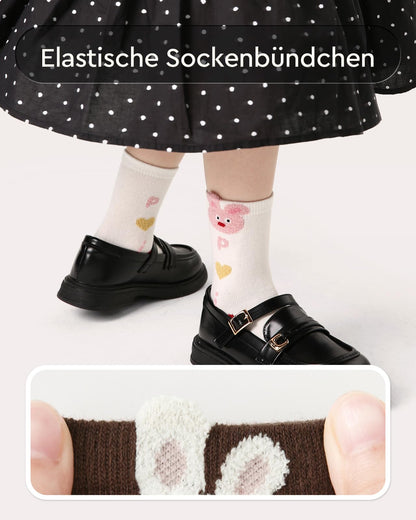 Kyopp 10 Paar Socken Kinder Mädchen und Jungen Klassisch Socken Lustig Cotton Socken Crew Socks Winter/Sommer