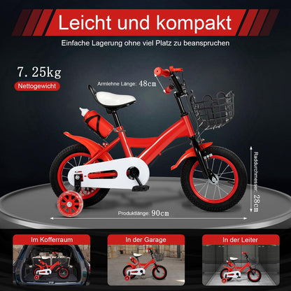 Charocean 12 Zoll Kinderfahrrad für ab 2-5 Jahre Jungen & Mädchen, Upgraded Kinder Fahrrad mit Stützrädern, Fahrrad für Kinder, HöHenverstellbar Kinderfahrräder für Schulung Outdoor Reiten - Meloni2