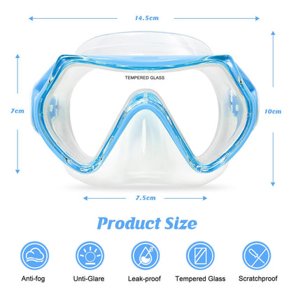 WOVOKA Taucherbrille Kinder, Schwimmbrille Kinder für 4-12 Jahre, Tauchmaske Schnorchelmaske Nasenabdeckung 180°Panorama HD Anti Nebel Anti-Leck für Jungen Mädchen Jugendliche