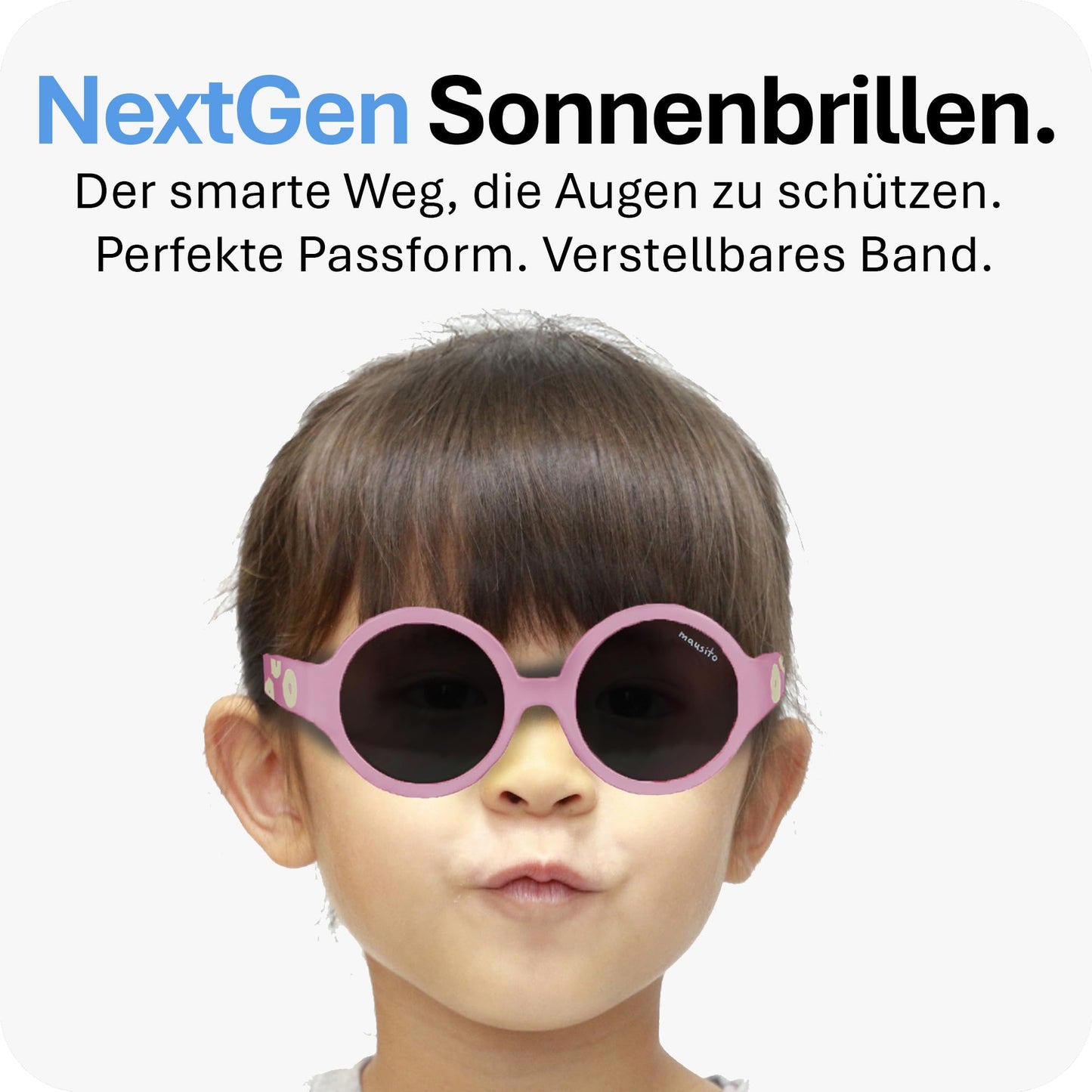 Mausito Sonnenbrille Kinder 6-24 Monate & 2-5 Jahre | VERGLEICHSSIEGER Kindersonnenbrille 100% UV-Schutz | BIEGSAM | Schadstofffreie Kindersonnenbrillen mit Band | Europäisches Design für Kinder