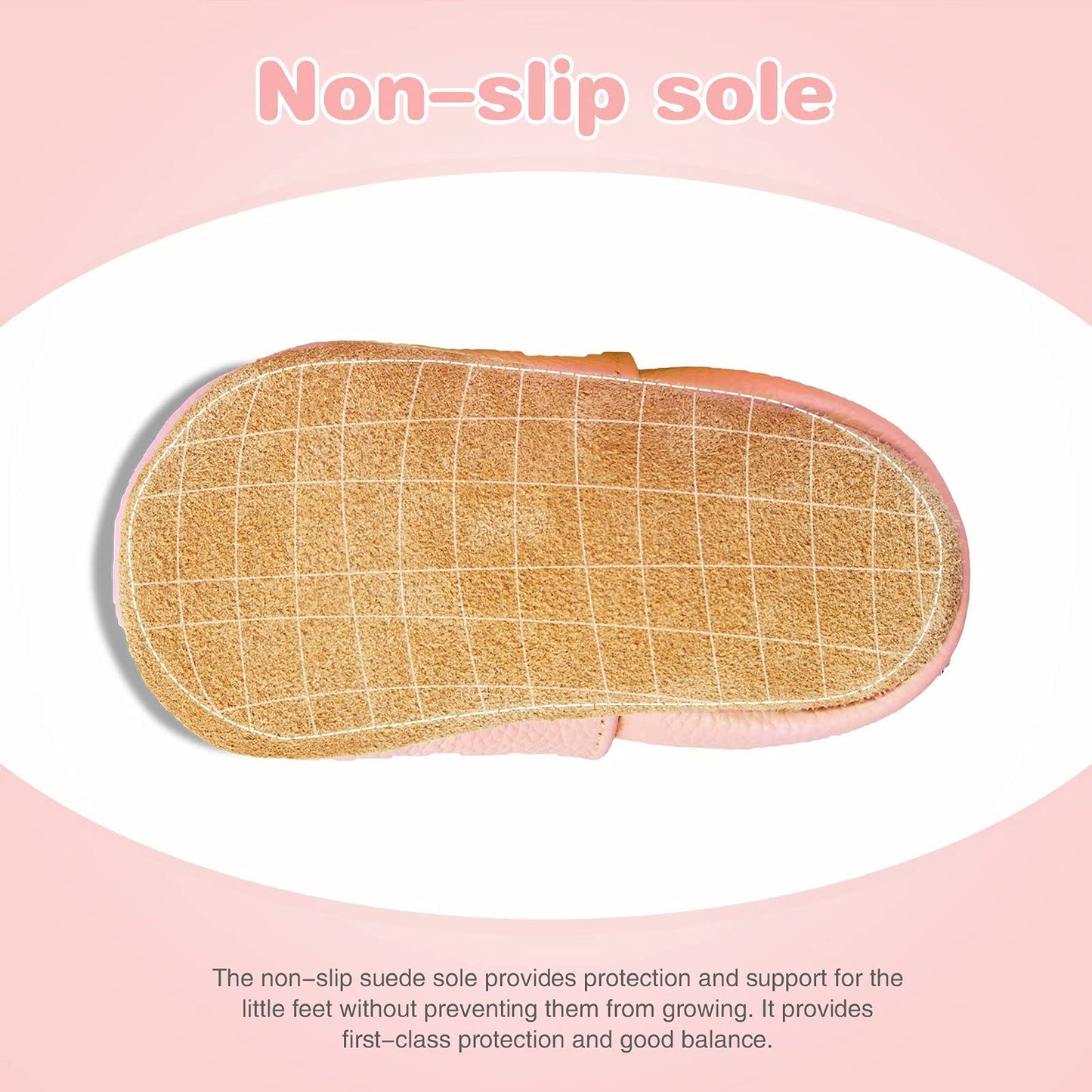 HMIYA Weiche Leder Krabbelschuhe Babyschuhe Lauflernschuhe mit Wildledersohlen für Jungen und Mädchen 0-6 Monate 6-12 Monate 12-18 Monate 18-24 Monate