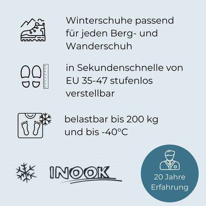 Inook AXM Schneeschuhe Mit Steighilfe - EU 36-47 - Set Mit Praktischer Tragetasche - Individuell Größenverstellbar Mit Vielen Patentierten Funktionen