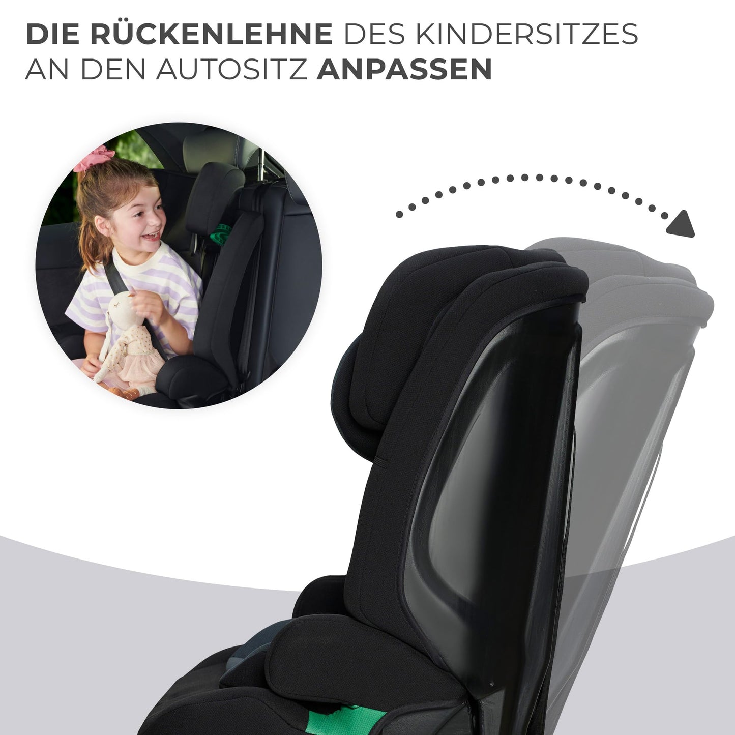Kinderkraft SAFETY FIX 2 I-SIZE 76-150 cm Kindersitz 9-36 kg, Kinderautositze mit isofix, Einstellung der Kopfstütze, spezielle Sicherheitssysteme, 5 punkt gurte, Einsatz im set, Schwarz