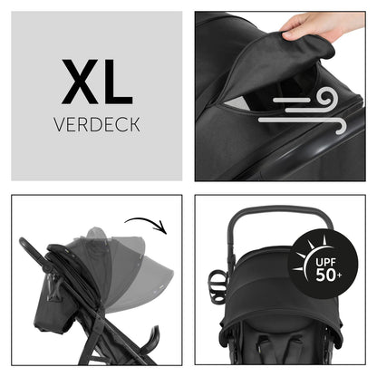 hauck Rapid 4D, Rosa - Kinderbuggy mit Liegefunktion ab Geburt bis 22 kg - UV Schutz 50+ - Klein Zusammenklappbar - Höhenverstellbarer Schieber mit Getränkehalter - Pannensichere Gummi Räder - Meloni2