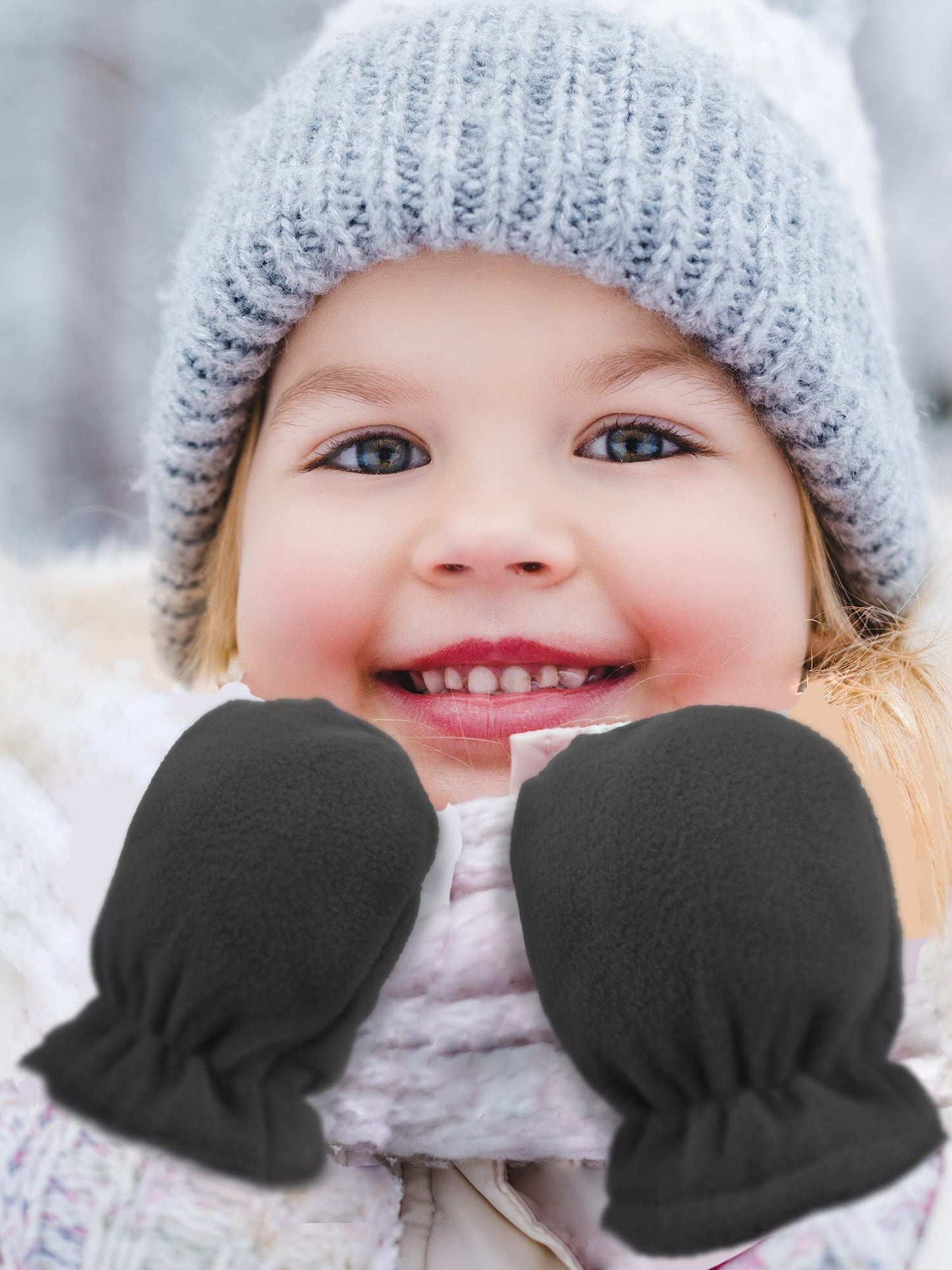 Boyiee 3 Pairs Newborn Baby and Toddler Winter Mittens Gloves Fleece