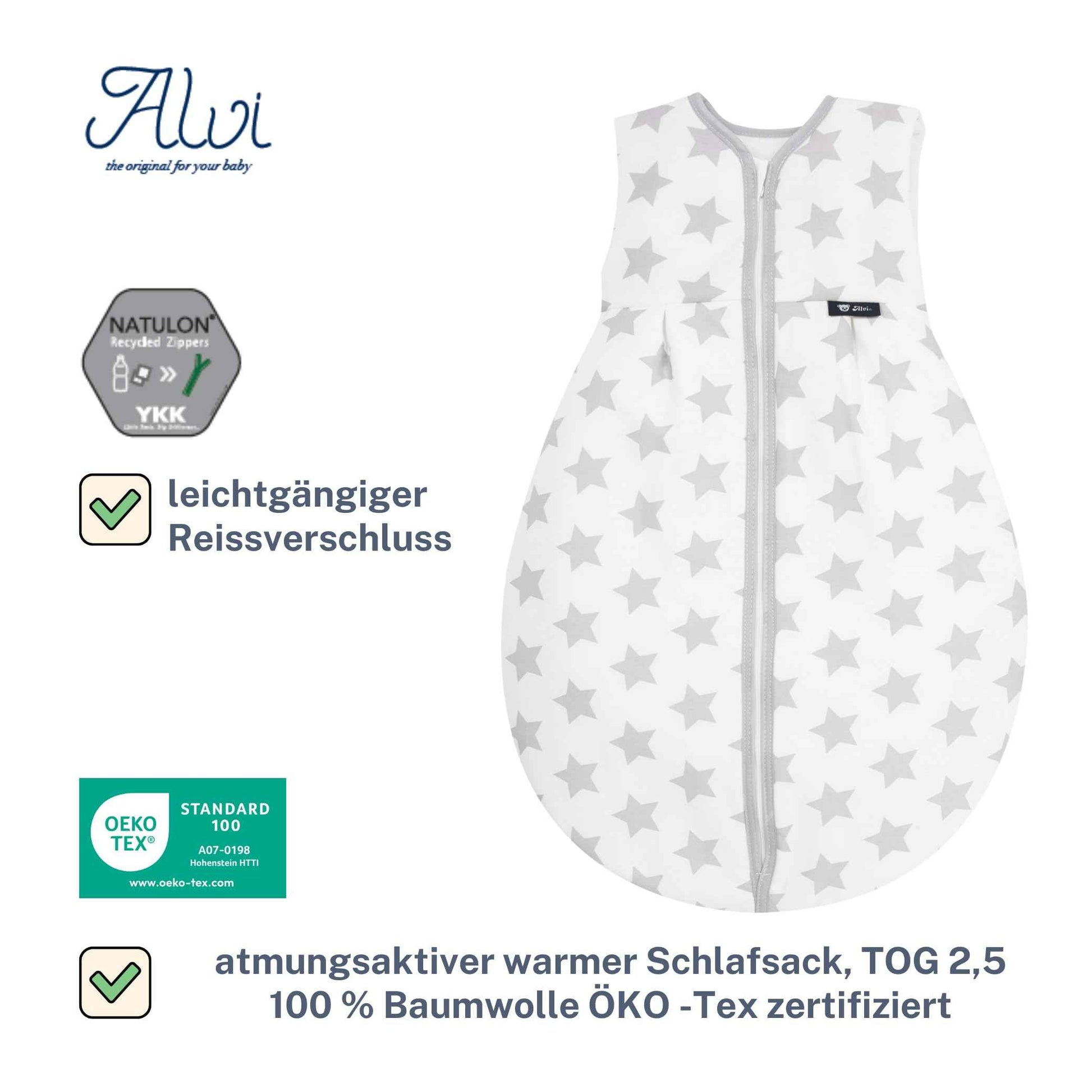 Alvi Thermal Pear-Shaped Sleeping Bag | Sleeveless Baby Sleeping Bag | Padded Winter Sleeping Bag | 2.5 Tog Outer Bag | Wearable Blanket