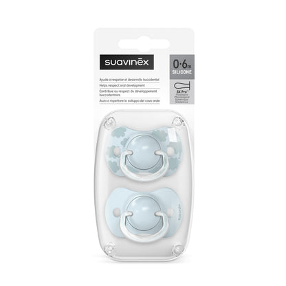 Suavinex, Set mit 2 Schnullern für Babys 0-6 Monate, Symmetrisch, Super weich und flexibel, Dreams Pink, 2er-Pack