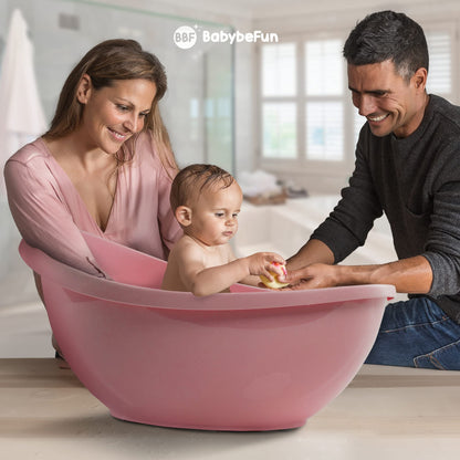 BabybeFun Baby Badewanne mit Badewanneneinsatz für Neugeborene [Testsieger] Rutschfeste Babybadewanne für Babys und Kleinkinder [0-12 Monate] Babywanne für Dusche Badewanne Weiß