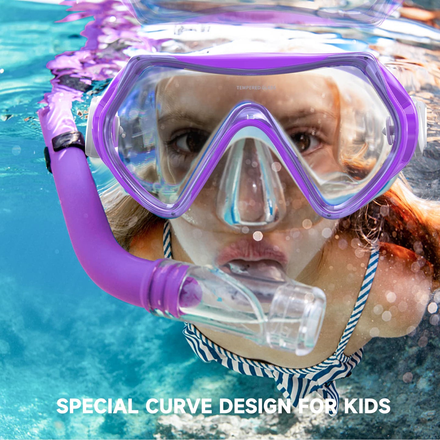 Findway Children's Diving Goggles, Swimming Goggles, Snorkel Mask for Boys Girls Teenagers, Diving Mask with Nose Cover, 180° Panorama, HD, Anti-Fog, Anti-Leak, Diving Goggles for Children 4-16 Years