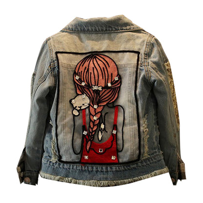 Amur Leopard Kids Girls Denim Jacket Cotton Denim Jacket Cute Children Spring Autumn Jacket 