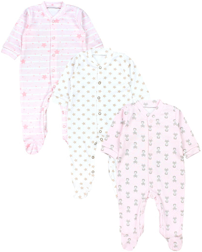 TupTam Baby Mädchen Schlafstrampler mit Fuß 3er Pack