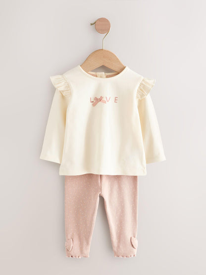 NEXT Baby Mädchen Baby Fellweste, Oberteil und Leggings im 3-teiligen Set