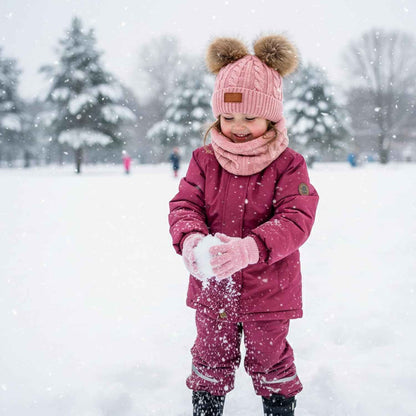 Hat Scarf Set Girls, Winter Hat Girls, Winter Hat Children, Scarf and Hat Set Hat Girls 6 Years, 4-Piece Set in Soft Pink