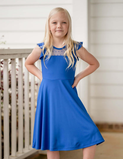 Arshiner Girls Dress Summer Dress Ruffle Short Sleeve Mesh A Line Casual Party Dresses with Pockets Kids Dresses for 6-13 Years 