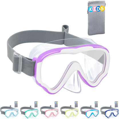 Vvinca Children's Diving Goggles with Fabric Band, Swimming Goggles Children for Years Boys Girls, Snorkel Mask Children 180° Panorama Anti-Leak Diving Mask Children for 3-13 Years