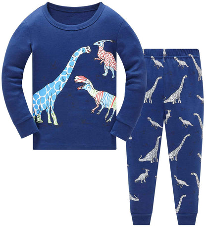 TEDD Boys’ Pyjamas, Dinosaur Long-Sleeve Two-Piece Pyjamas, Kids’ Cotton Pyjama Set, Winter, Christmas Sleepwear, Size 1–12 Years