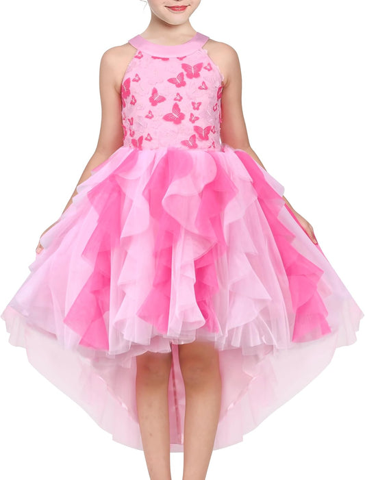 Sunny Fashion Mädchen Kleid Türkis Schmetterling Gestickt Halfter Kleid Party Gr. 104-146