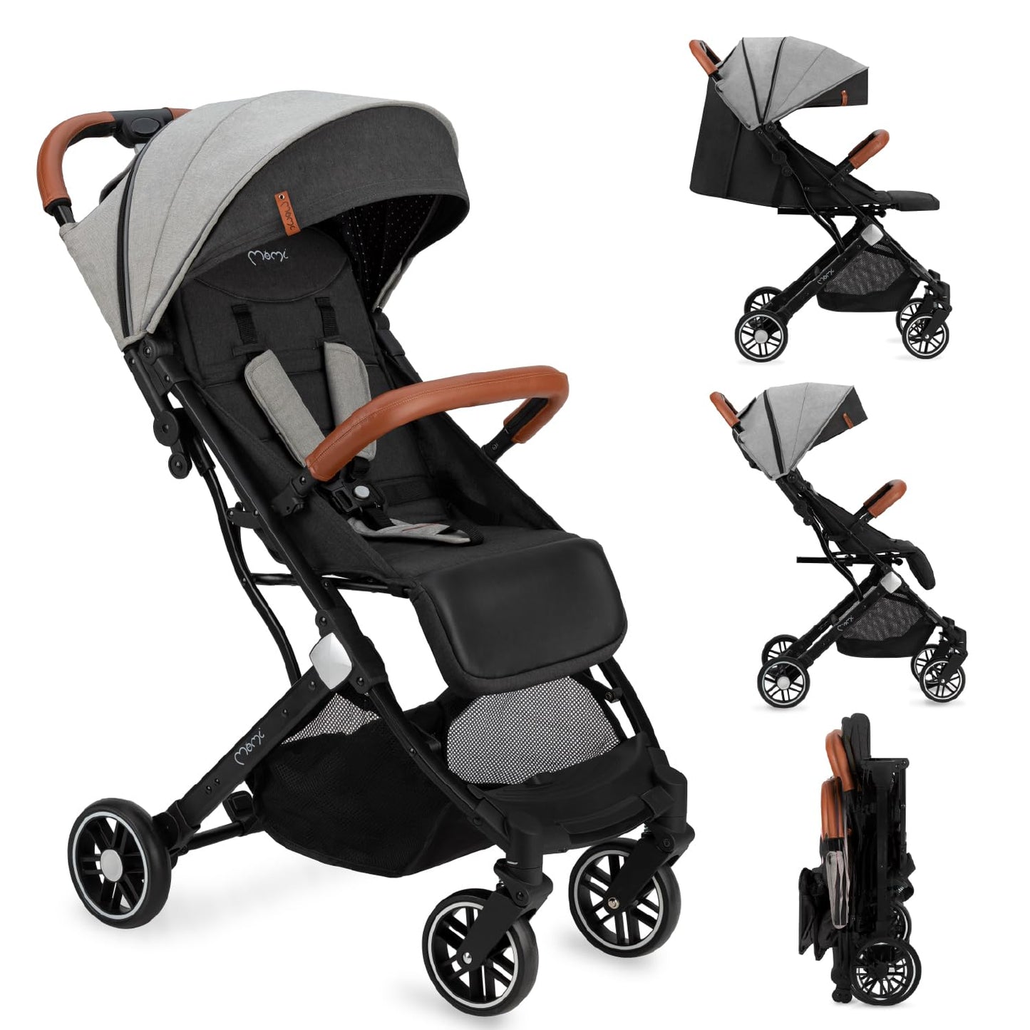MoMi ESTELLE Reise Buggy Klein Zusammenklappbar - Kinderwagen Klappbar für Kinder bis 15kg ab 6 Monaten - Reisebuggy mit Liegefunktion - Kinderbuggy Leicht 7,5kg - 5-Punkt-Sicherheitsgurt