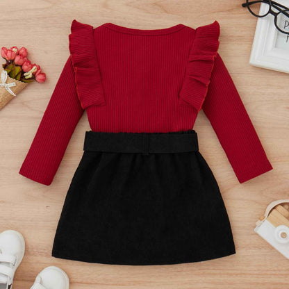 Geagodelia Baby Girl Clothing Outfit Baby Clothing Set Long Sleeve Top + Skirt Newborn Soft Baby Set Two Piece