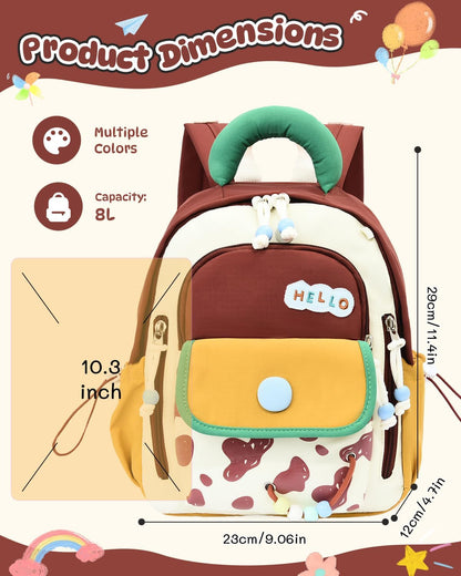 PROTAURI Kindergartenrucksack Mädchen 2-5 Jahre 8L 3D Eis, Dunkelrosa | mit Brustgurt wasserabweisend leicht atmungsaktiv ergonomisch Macaron-Farben