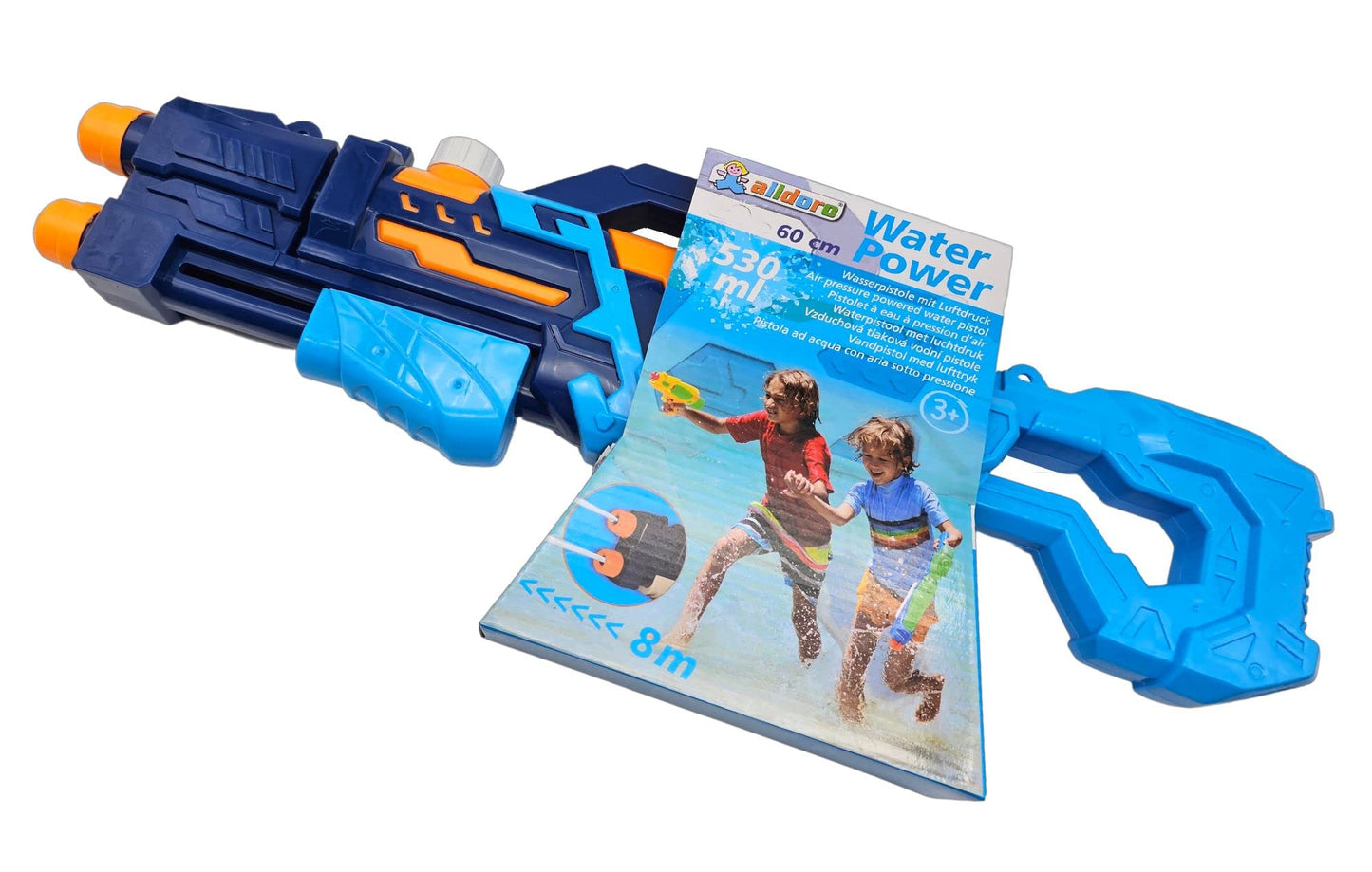 alldoro 60103 Water Power Wasserpistole ca. 27 cm, Reichweite bis zu 8 Meter, Wasserkanone mit 240 ml Wassertank, für Kinder ab 3 Jahren