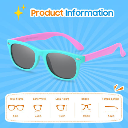 Nlieanuc Children's Sunglasses 3-10 Years for Boys Girls Polarised Children's Sunglasses UV400 Protection with Rubber Frame