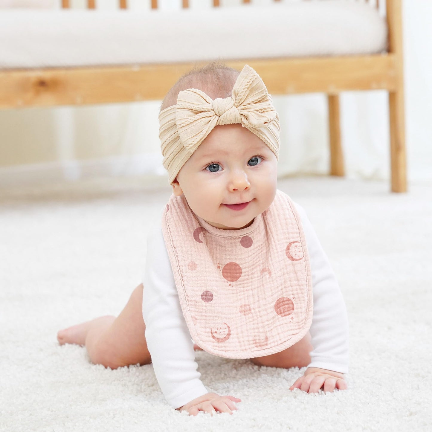 Susurration Bibs Baby Muslin Bandana Baby Soft Adjustable Square Dribble Bibs 6 pack for Unisex Girls &amp; Boys 