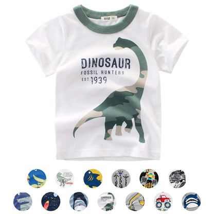 Unisex Baby T-Shirt Baumwolle Süß Karikatur Tier Muster Tops für 1-7 Jahre Alt