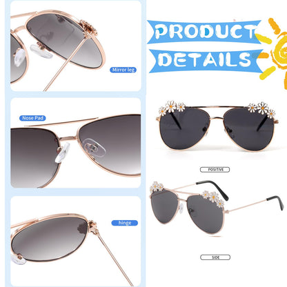 Hifot Sonnenbrille Kinder für Mädchen, Kinder Pilotenbrille mit Edelstahl Metall Gestel Kleinkind Sonnenbrille Kinder Sonnenbrillen 3-12jahre