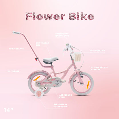 sun baby Mädchenfahrrad Flower Bike Radgröße zur Auswahl, mit Abnehmbarer Schubstange, Kinderfahrrad für Mädchen von 2 bis 6 Jahre - Meloni2