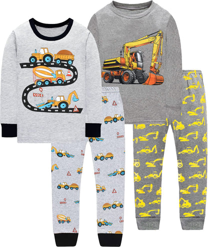 Dinosaurier-Pyjamas für Jungen, lange Nachtwäsche aus Baumwolle, Pyjamas für Kinder