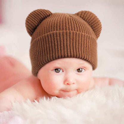 DRESHOW Toddler Beanie Baby Winter Hats Baby Soft Knitting Cute Bear Ears Hat for Boys Girls Warm Hat Hats for 0 Months - 24 Months