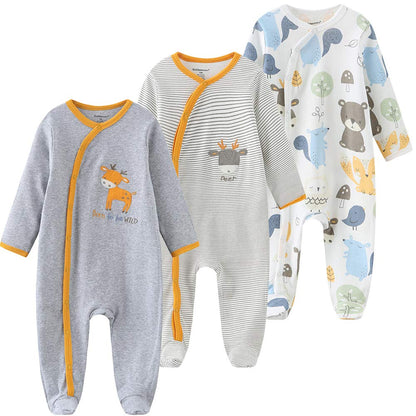 Kiddiezoom Unisex Baby-Jungen Mädchen Schlafstrampler Pyjamas Baumwolle Overalls Strampler, 3er Pack