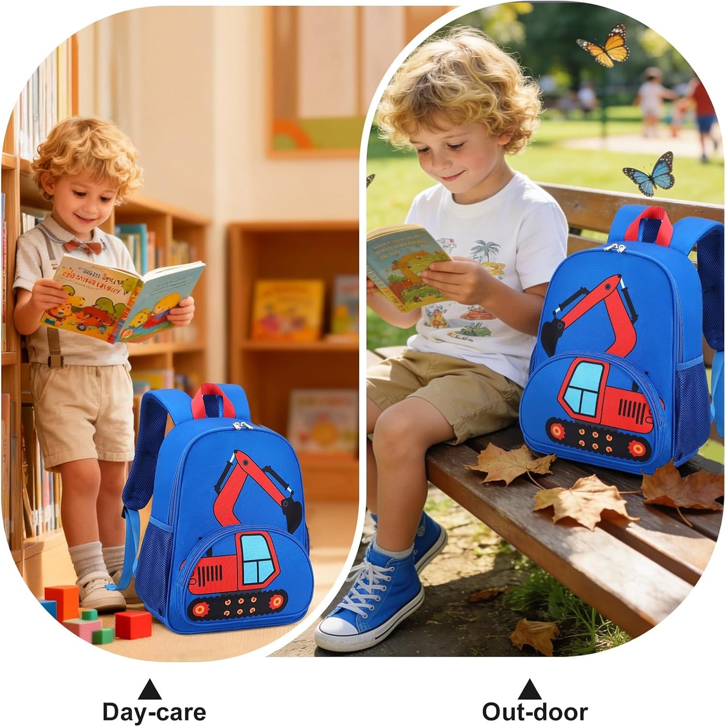 Kinderrucksack Jungen Kinder Rucksack Tagesrucksack Vorschulrucksack Kindergartentasche Schulrucksack für Schule Kita 38cm 3-8Y
