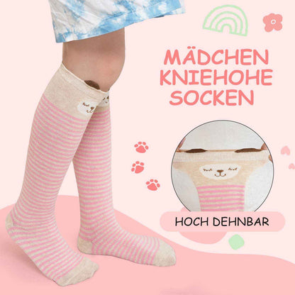 LOFIR Girls' Knee Socks Children's Socks: Overknee Stockings Long Striped Children's Socks Animal Cotton Socks Colourful Striped Socks Funny Without Seam Knee Socks Gift 2-12 Years 23-38 5 Pairs
