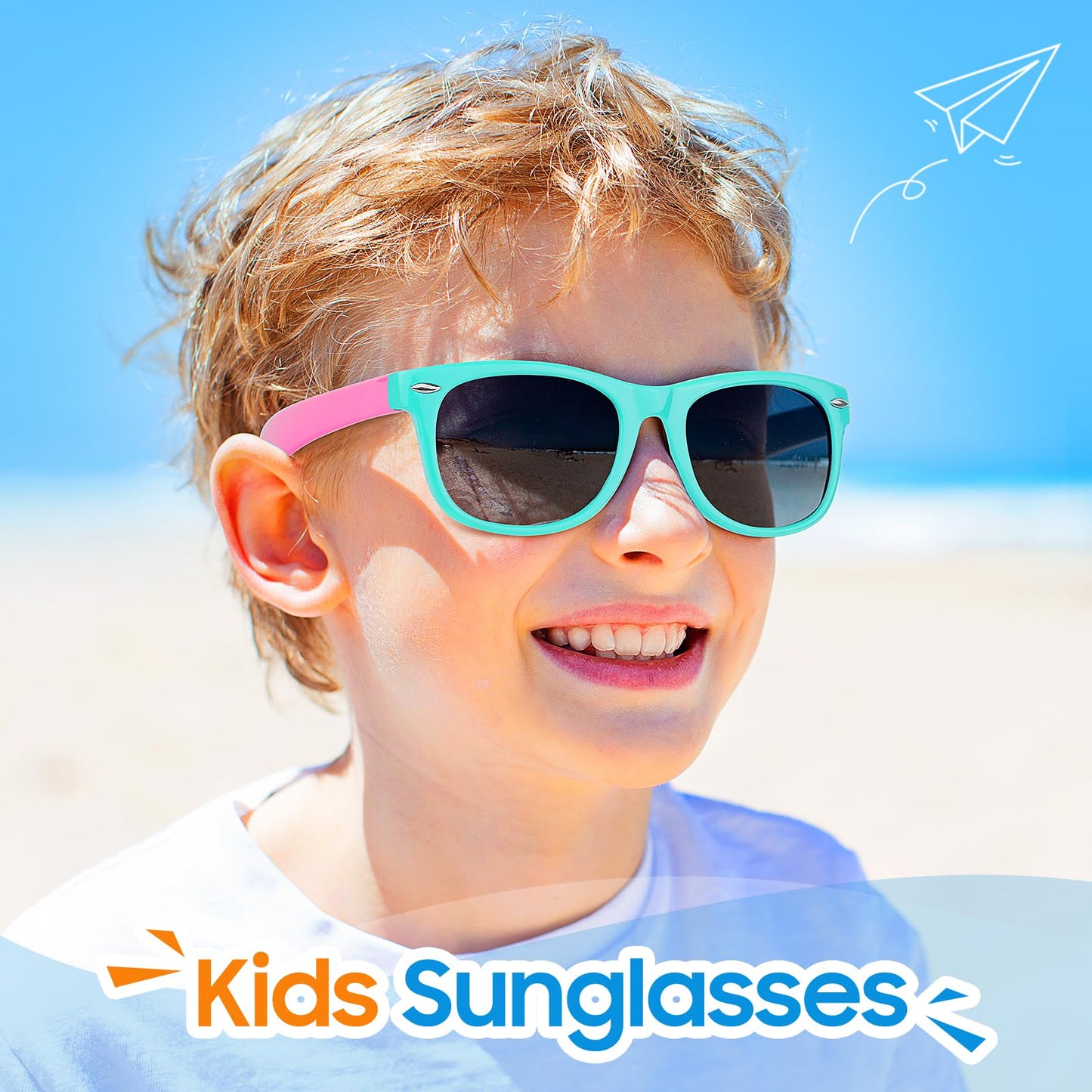 Nlieanuc Children's Sunglasses 3-10 Years for Boys Girls Polarised Children's Sunglasses UV400 Protection with Rubber Frame