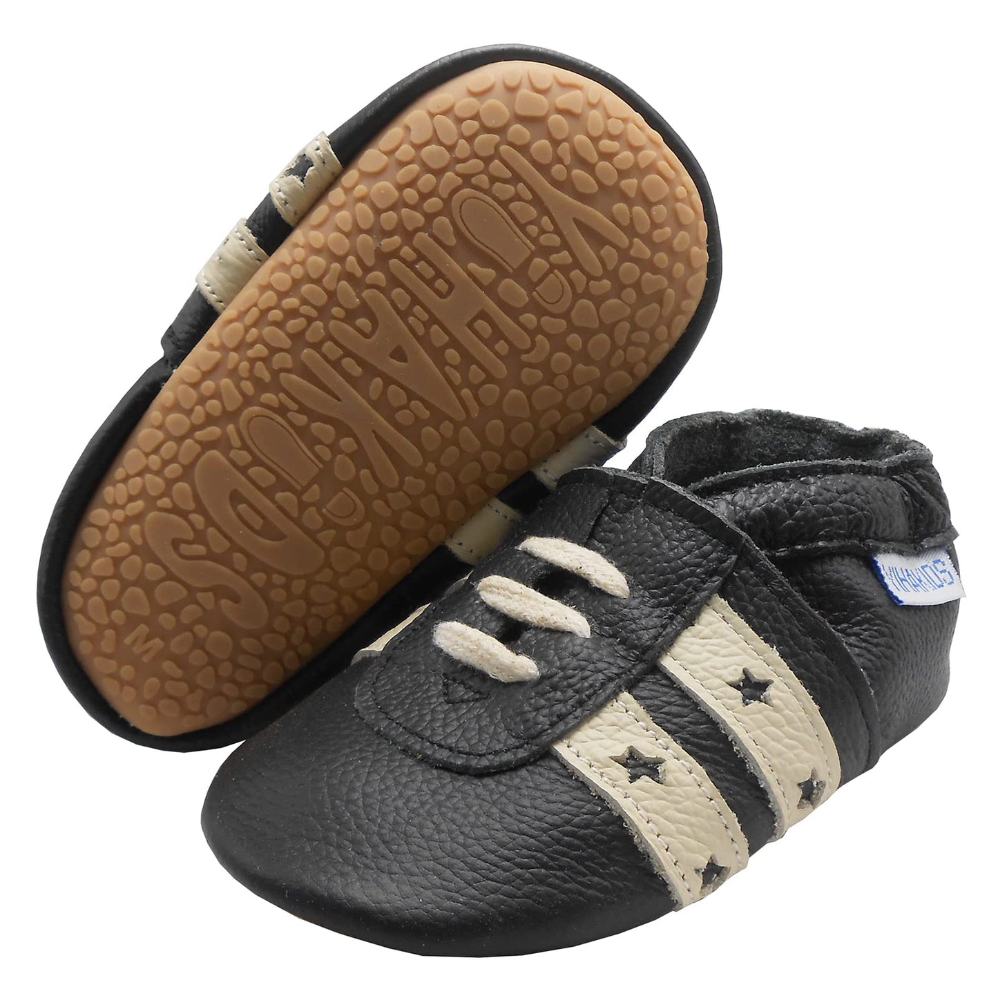 YIHAKIDS Krabbelschuhe Baby Lauflernschuhe Jungen Mädchen Weicher Leder Babyhausschuhe Kleinkind rutschfeste Lederschuhe mit Gummisohle für Baby 6-12 Monate 12-18 Monate 18-24 Monate