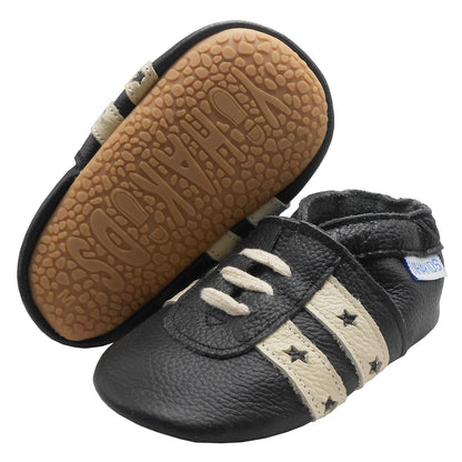 YIHAKIDS Krabbelschuhe Baby Lauflernschuhe Jungen Mädchen Weicher Leder Babyhausschuhe Kleinkind rutschfeste Lederschuhe mit Gummisohle für Baby 6-12 Monate 12-18 Monate 18-24 Monate