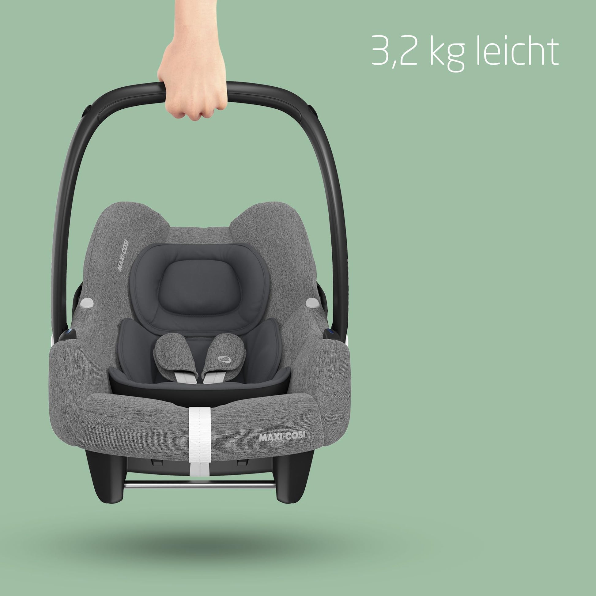 Maxi-Cosi CabrioFix i-Size, Babyschale, 0–12 Monate, max. 12 kg, leichter i-Size Kindersitz (3,2 kg), Sonnenverdeck, gepolsterter Sitz, für viele Maxi-Cosi Kinderwagen, Essential Green - Meloni2