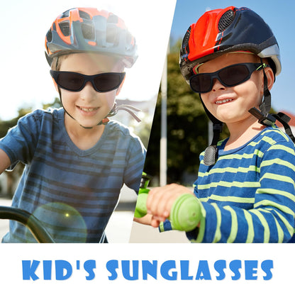 Hifot Sonnenbrille Kinder Polarisierte Sportbrille für Jungen und Mädchen UV400 Schutz gegen UltravioletteFahrradbrille Silikon Sonnenstrahlen Alter 3-12 Jahre
