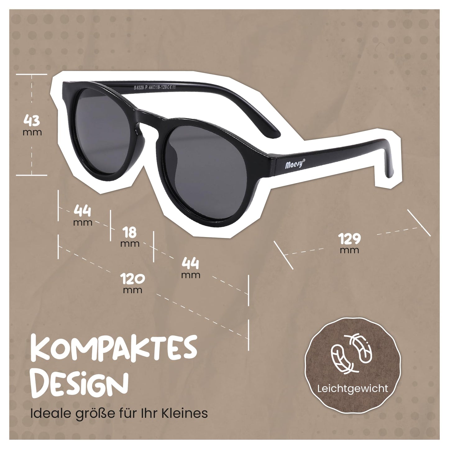 Maesy Faela Kindersonnenbrille für 3-6 Jahre - UV400 polarisierter Schutz - Flexibler und flexibler Rahmen - Sichere und bequeme Kindersonnenbrille für Kleinkinder