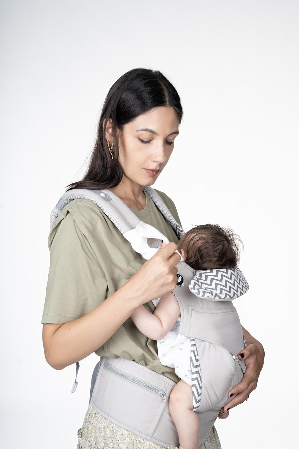 Babytrage Ergonomische Babytrage Neugeborene ab Geburt Neugeborenen-Trage 4 Positionen abnehmbarer/verstellbarer Kapuze trägt babys Beutel 100% Baumwolle