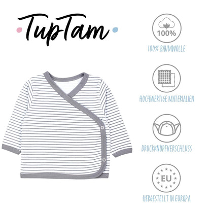 TupTam Baby Jungen Langarm Wickelshirt Baumwolle 5er Set