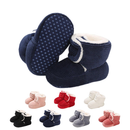 Baby Newborn Fleece Bootie, Winter Warm Non-Slip Soft Sole Winter Shoes, Sock Shoes, Cute Adjustable Crawling Shoes, Prewalker Boots for Girls and Boys, Toddler Size 0-18 Months