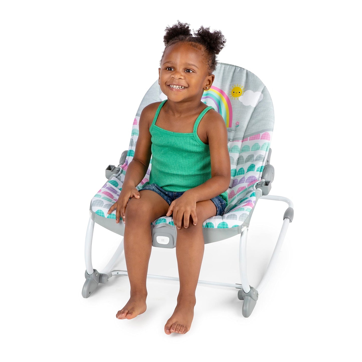 Bright Starts, Disney Baby Minnie Mouse Forever Besties, Wippe für Babies und Kleinkinder, mit beruhigenden Vibrationen, abnehmbarem Spielzeugbogen und 2 Spielzeugen, rose, 12209