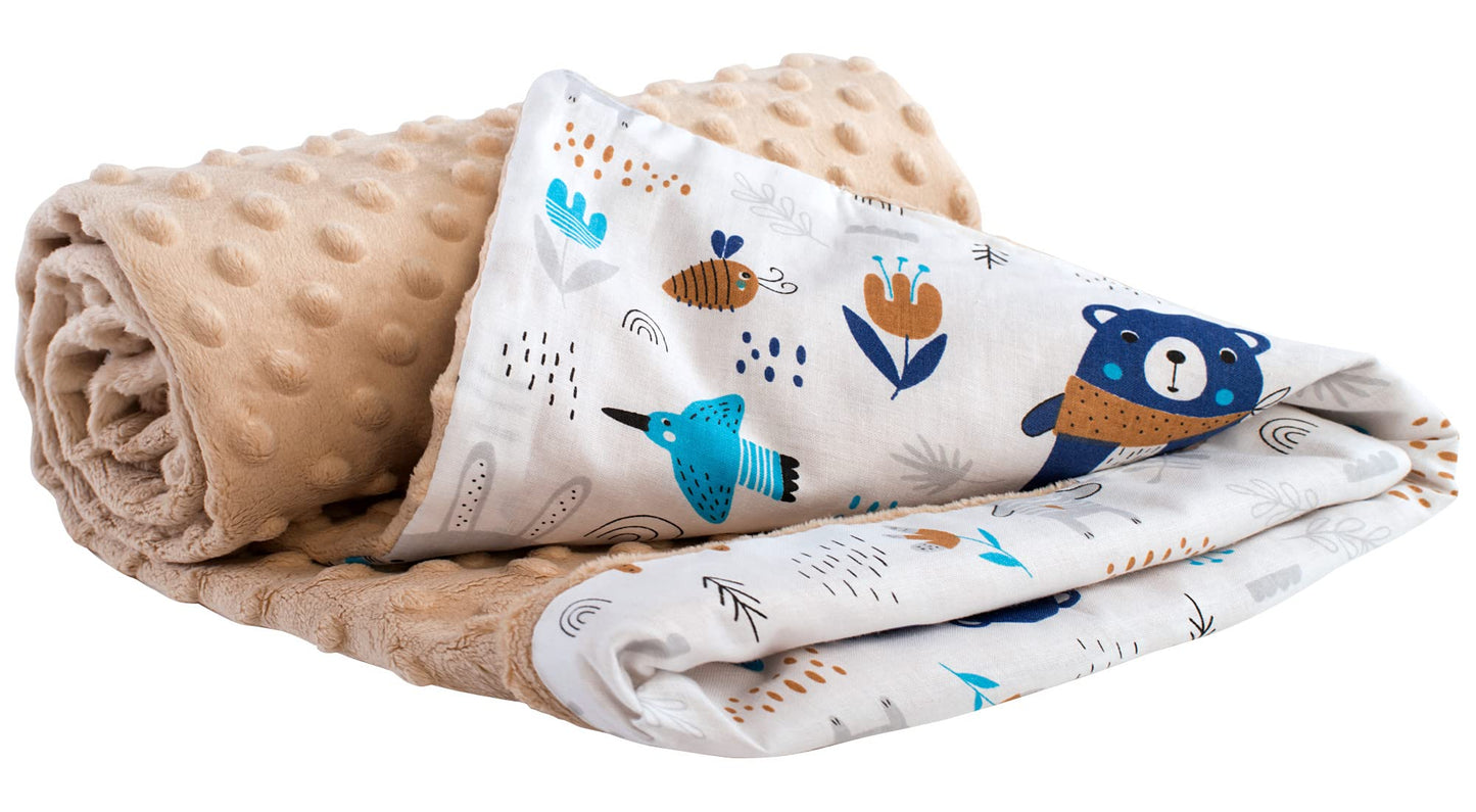 Medi Partners Babydecken Baby 100% Baumwolle Krabbeldecke Babydecke 75x100cm doppelseitig Kinderbett Minky Kuscheldecke Kinderwagen (REH mit grauem Minky)